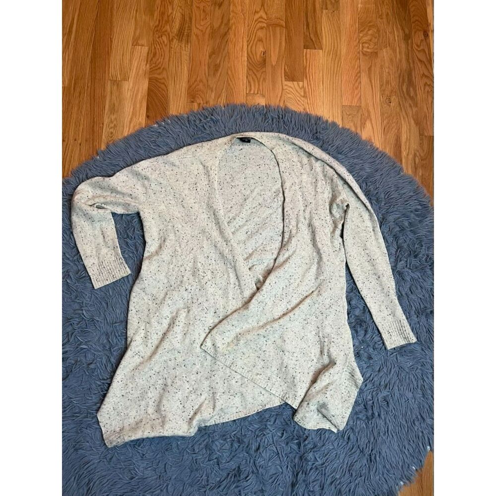 Lord & Taylor Gray Speckeled 100% Cashmere Open Front Cardigan Size S